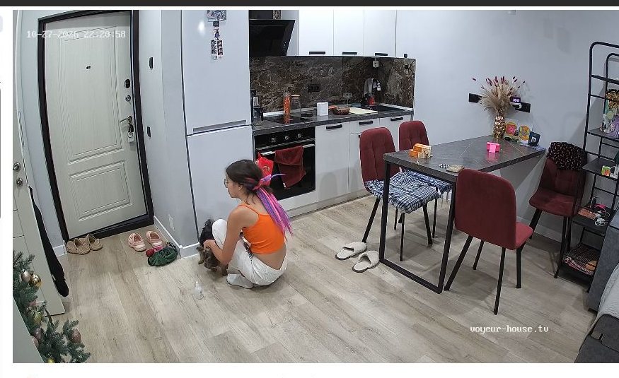 Live-speler met keukenbeeld bij Voyeur House TV